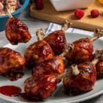 Raspberry BBQ Chicken Lollipops