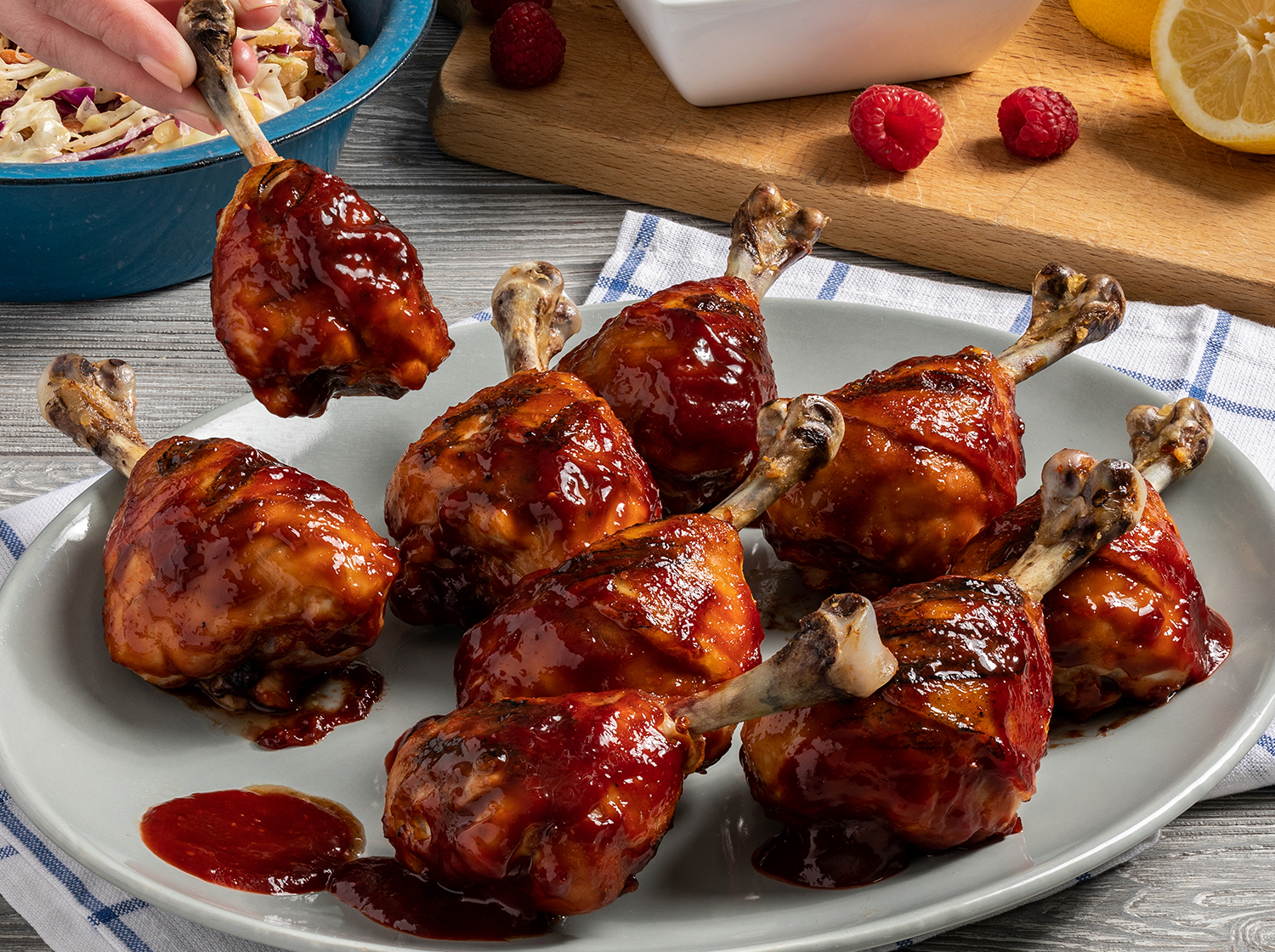 Raspberry BBQ Chicken Lollipops