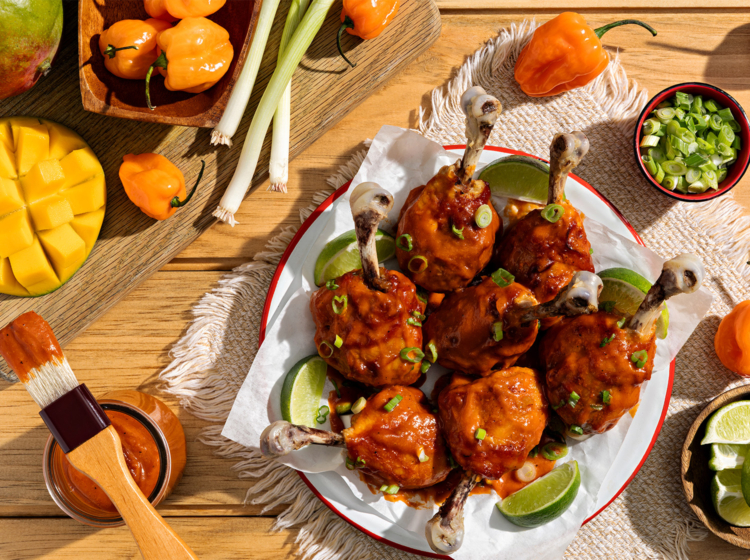 Mango-Habanero Chicken Drumstick Lollipops