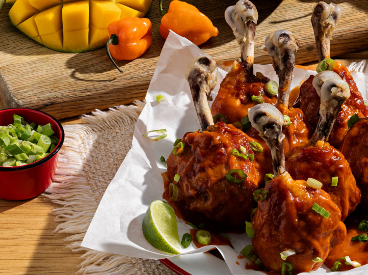 Mango-Habanero Chicken Drumstick Lollipops