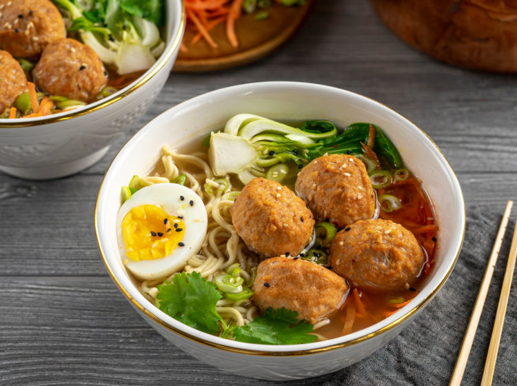 Spicy Miso Ramen with Chicken Meatballs