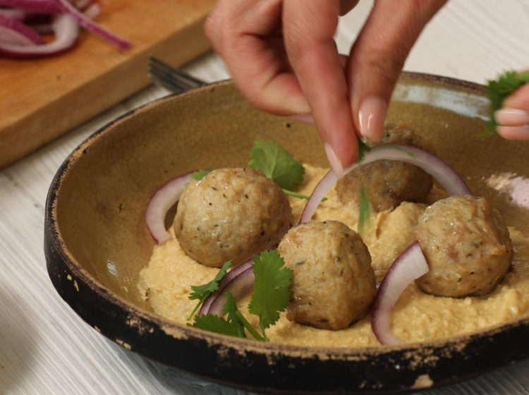 Chicken Meatball Hummus Bowl