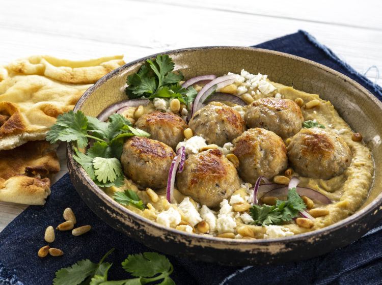 Chicken Meatball Hummus Bowl