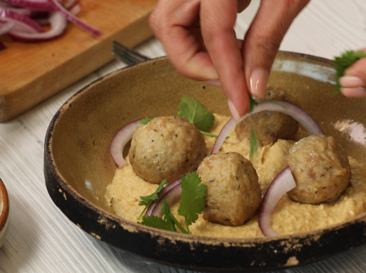 Chicken Meatball Hummus Bowl