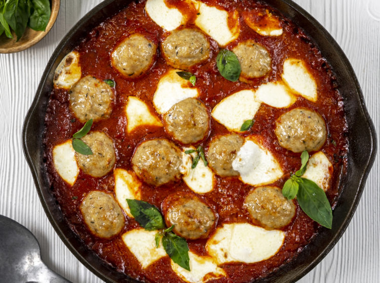 Skillet Meatballs with Marinara & Mozzarella