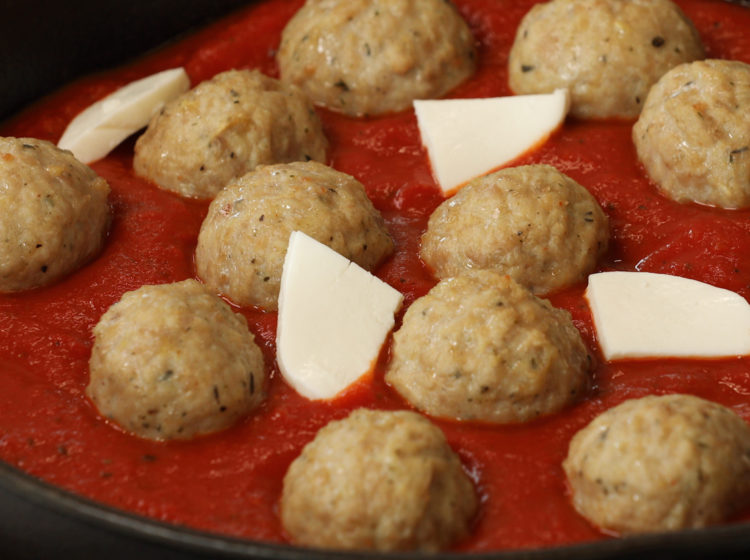 Skillet Meatballs with Marinara & Mozzarella