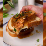 Open Face Hot Meatloaf Sandwich with Mushroom Gravy