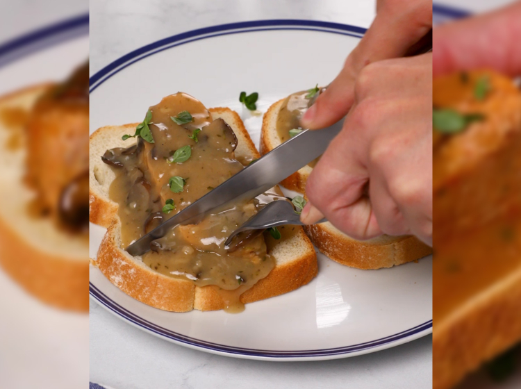 Open Face Hot Meatloaf Sandwich with Mushroom Gravy