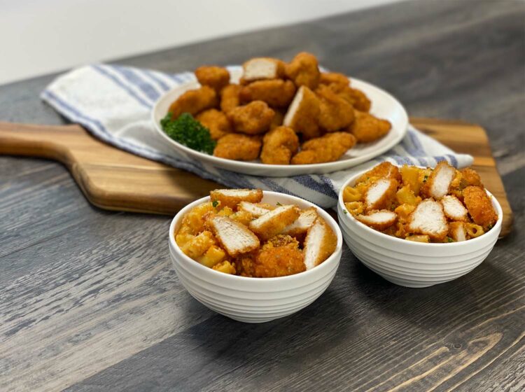 Chicken Nugget BBQ Mac and Cheese