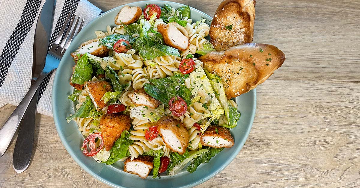 Chicken Nugget Caesar Pasta Salad - Bell & Evans