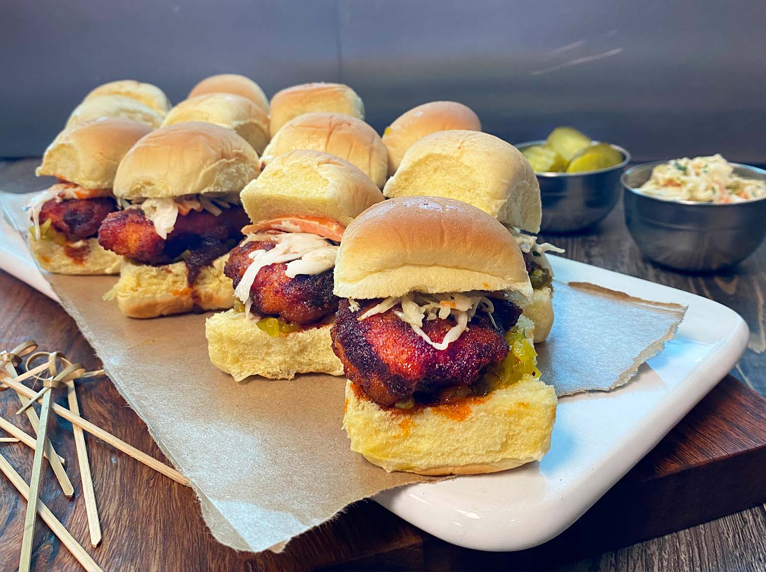 Chicken Nugget Nashville Hot Sliders