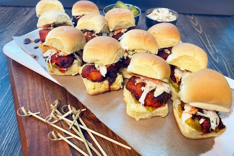 Chicken Nugget Nashville Hot Sliders