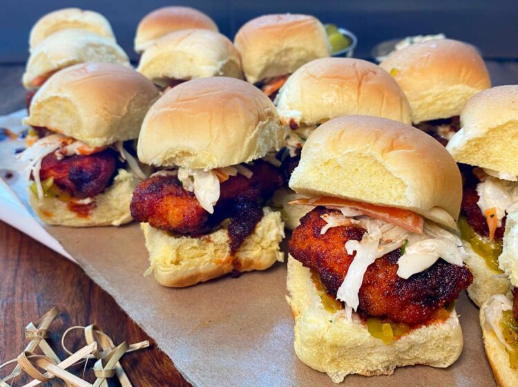 Chicken Nugget Nashville Hot Sliders