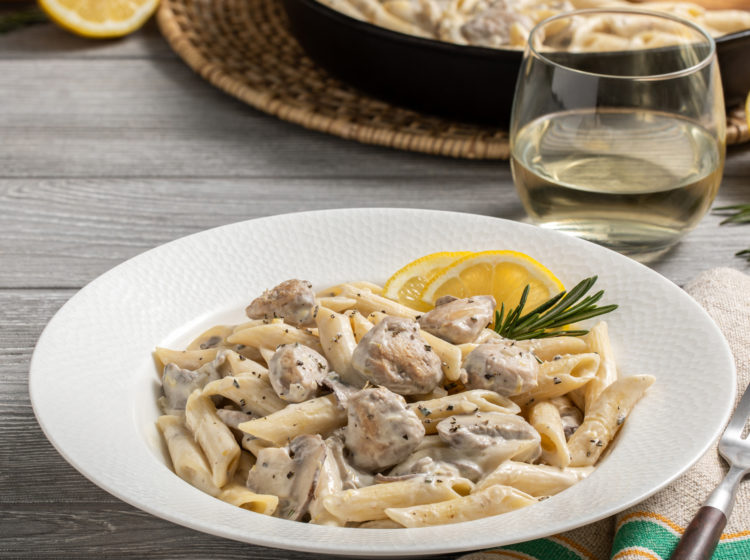Chicken Oysters with Penne in Lemon Rosemary Sauce