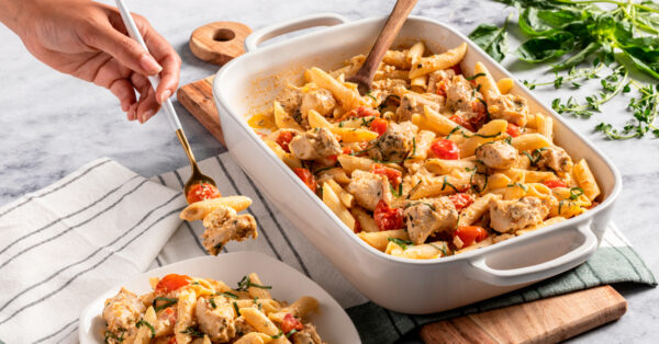 Pasta Chicken Feta Bake