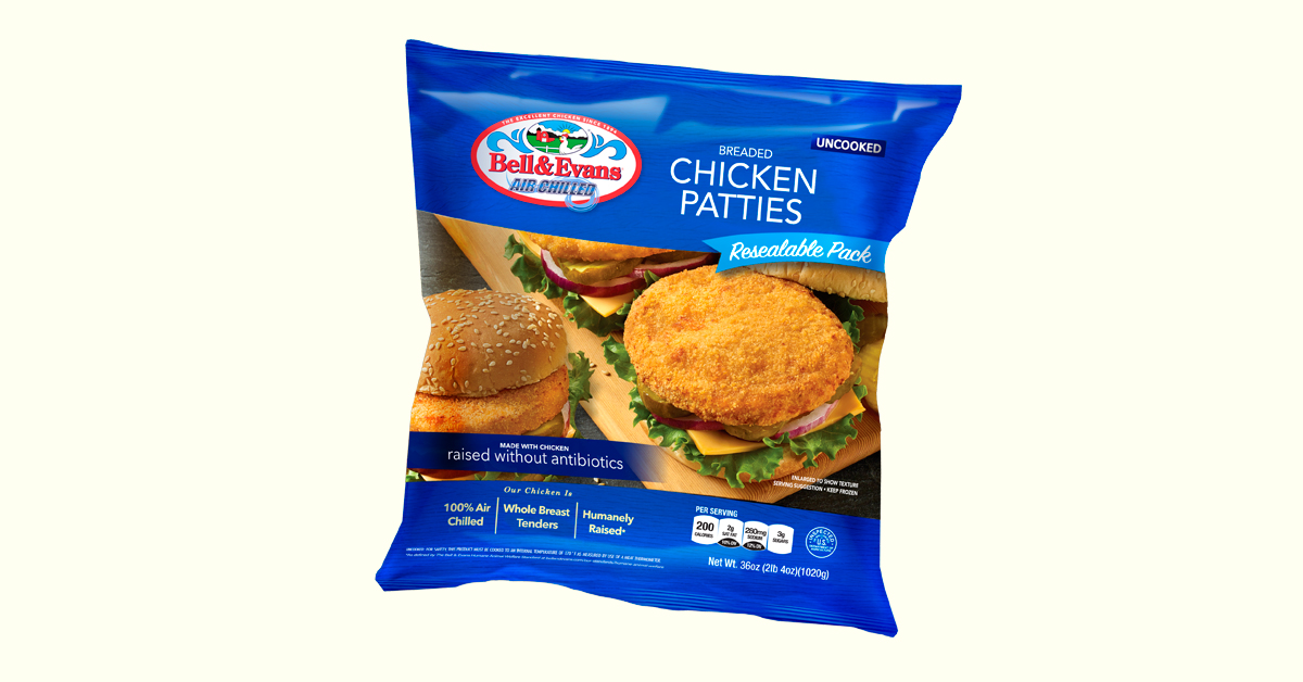 Breaded Chicken Patties 36 oz. Bag Bell & Evans