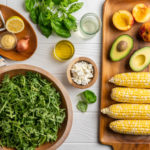 Grilled Basil Chicken, Corn and Peach Salad