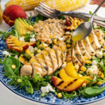 Grilled Basil Chicken, Corn and Peach Salad