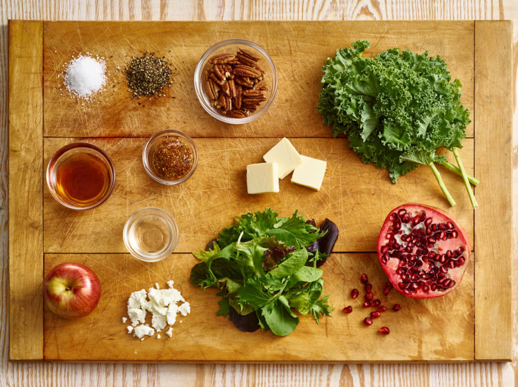 Winter Kale Salad with Pecan Crusted Chicken