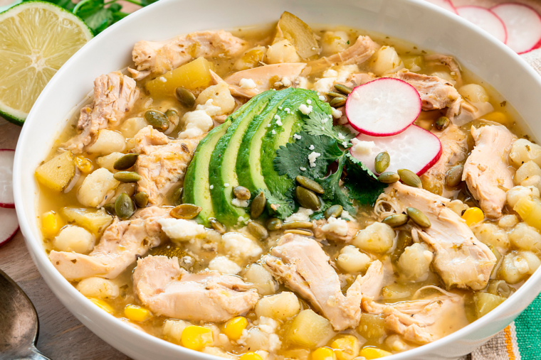 Slow Cooker Chicken Pozole Verde