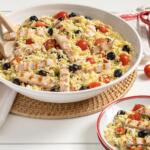 Red, White & Blue Orzo Grilled Chicken Salad