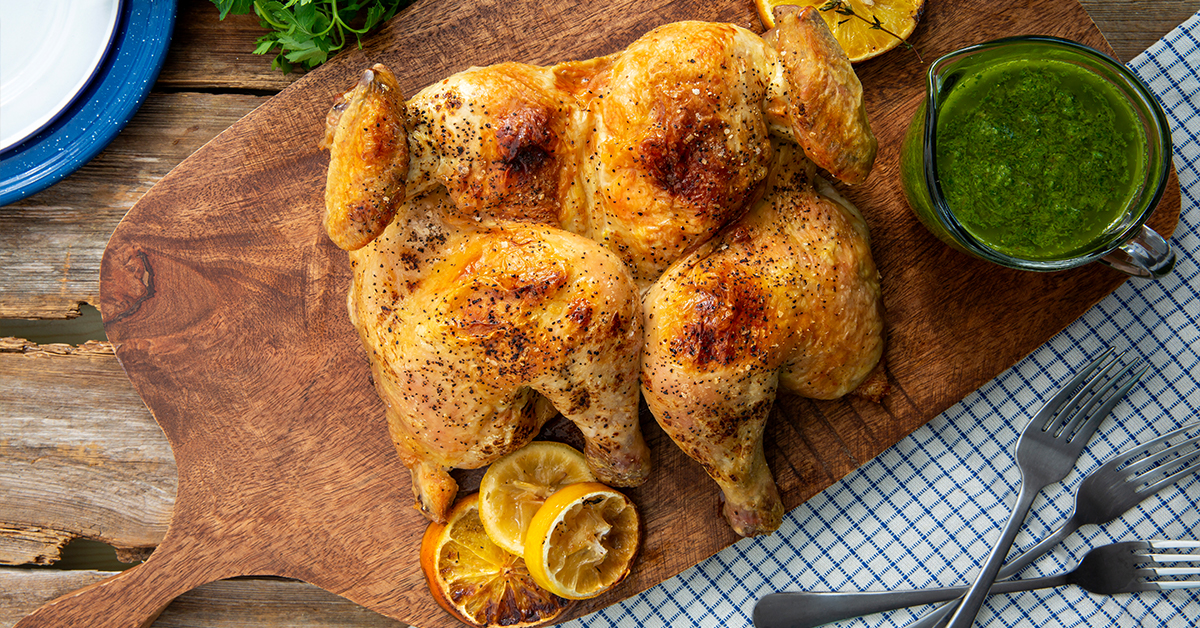 Spatchcock Chicken with Salsa Verde - Bell & Evans