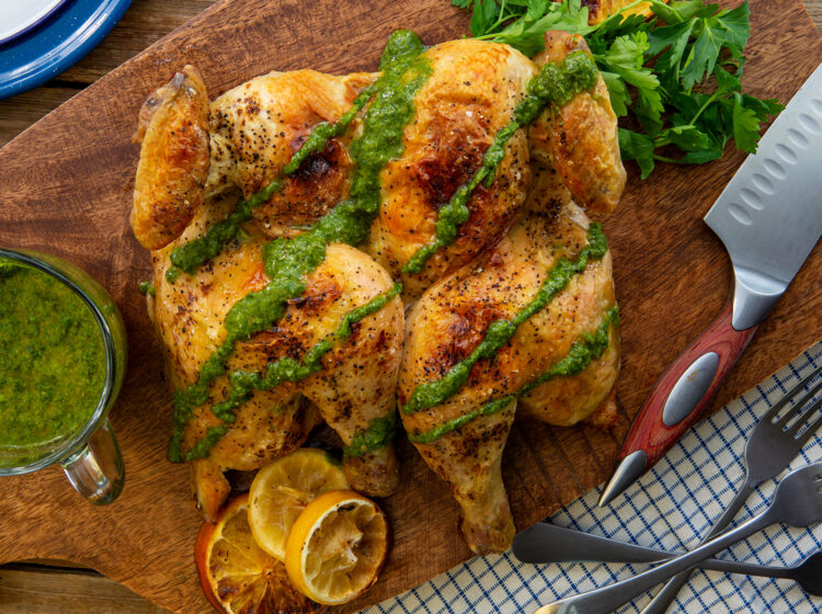 Spatchcock Chicken with Salsa Verde