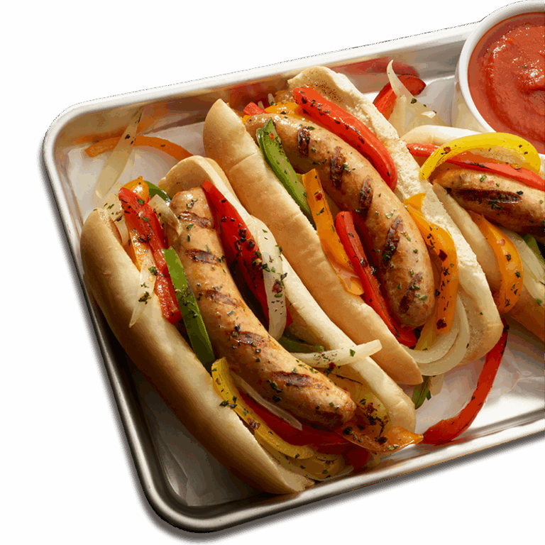 Sausages on a tray
