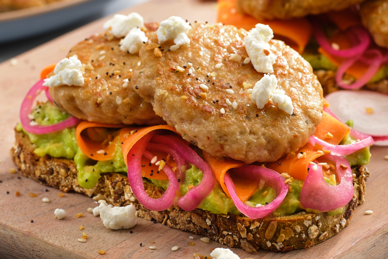 High Protein Sausage Patty Avocado Toast