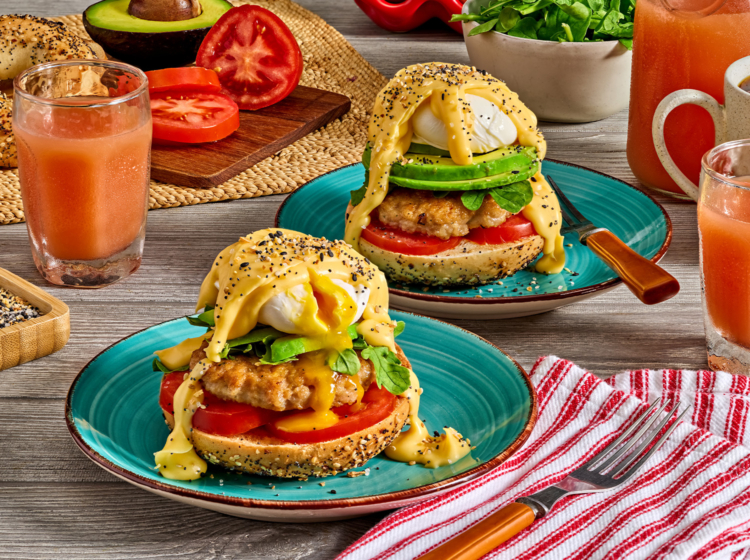 Everything Bagel Sausage Eggs Benedict