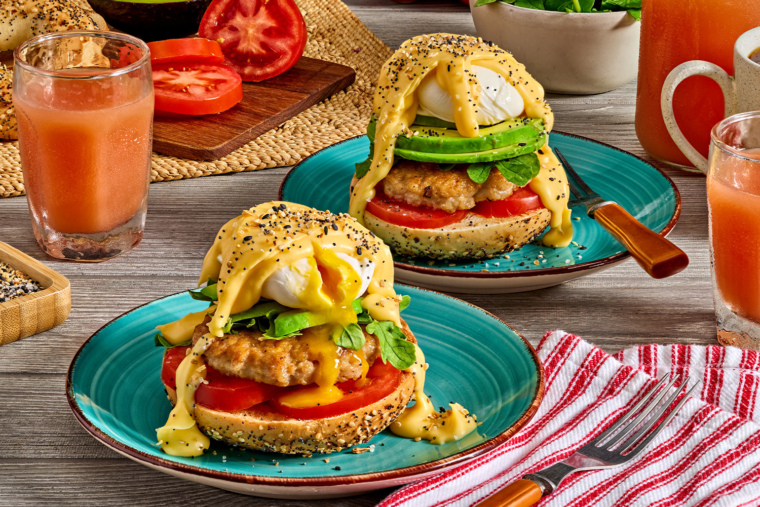 Everything Bagel Sausage Eggs Benedict