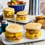 Pancake, Sausage and Egg Breakfast Sliders