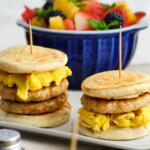 Pancake, Sausage and Egg Breakfast Sliders
