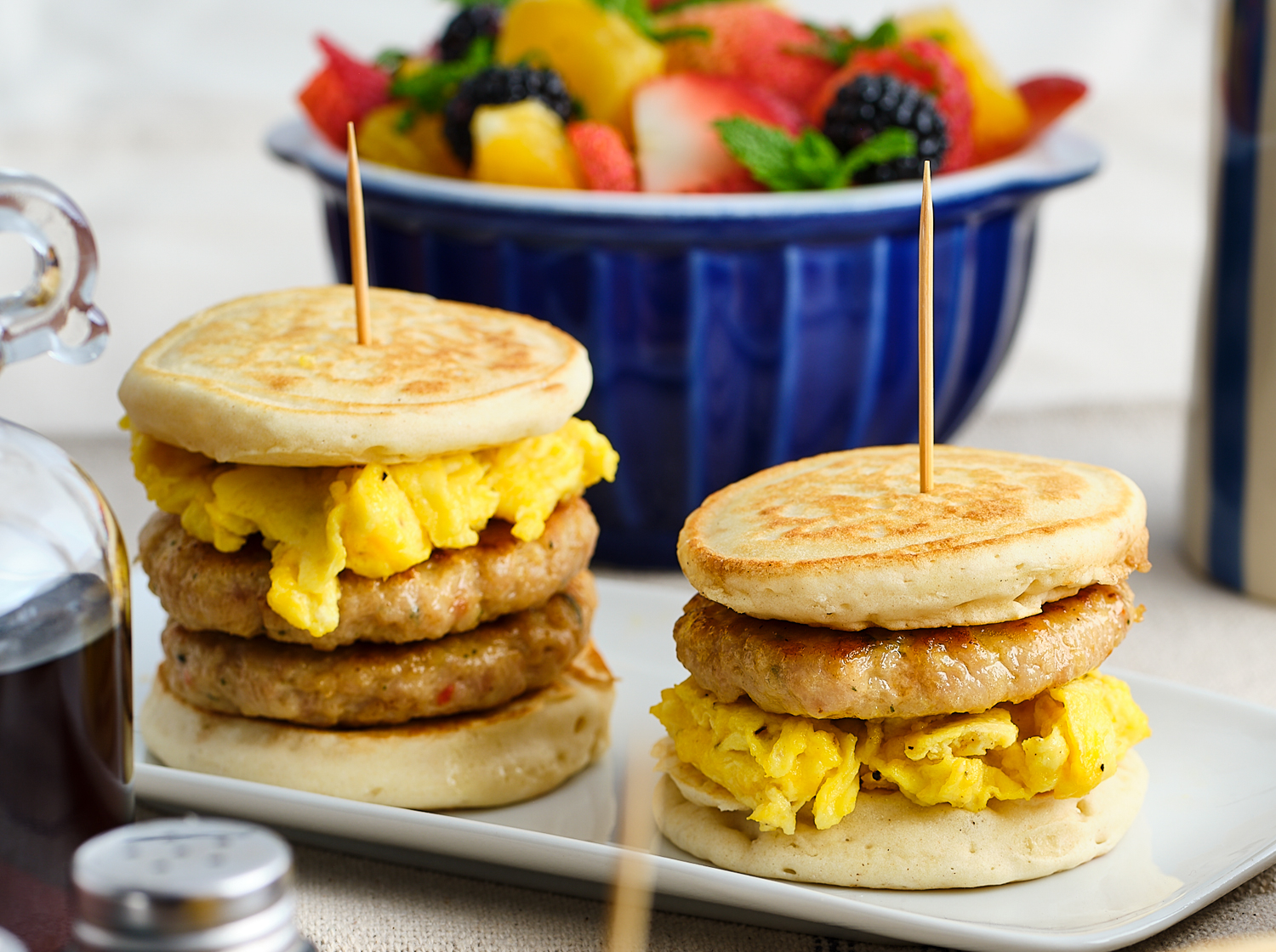 Pancake, Sausage and Egg Breakfast Sliders