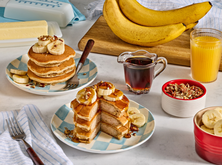 Sausage Patty Stuffed Banana Bread Pancakes