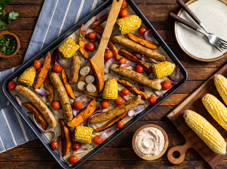 Sweet Italian Chicken Sausage Sheet-Pan Dinner