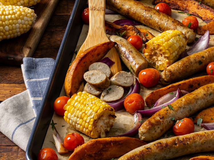 Sweet Italian Chicken Sausage Sheet-Pan Dinner