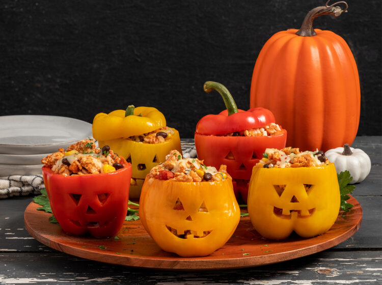 Halloween Chicken Stuffed Peppers