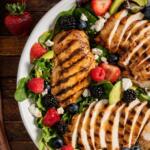 Summer Berry Grilled Chicken Salad with Hot Honey Vinaigrette