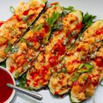 Buffalo Chicken Zucchini Boats