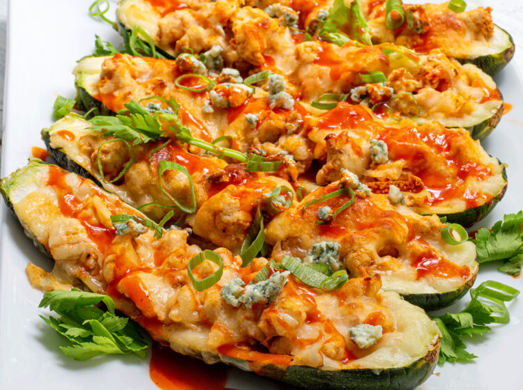 Buffalo Chicken Zucchini Boats