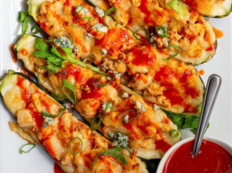 Buffalo Chicken Zucchini Boats