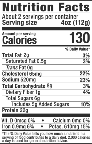 Single Serve Boneless, Skinless BBQ Chicken Breast NFP