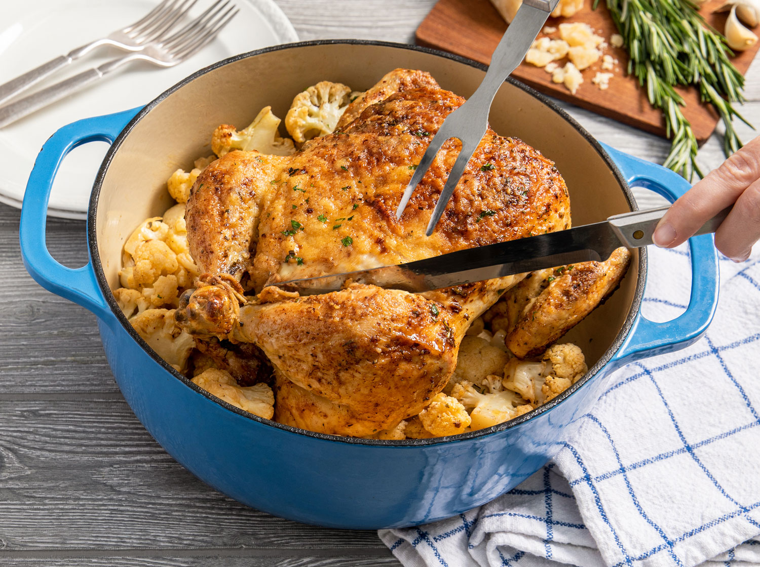 Parmesan-Crusted Garlic Butter Chicken with Cauliflower