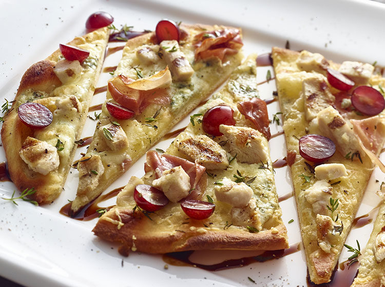 Chicken and Grape Crispy Flatbread Pizza